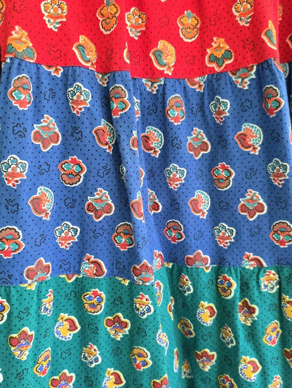 Vintage Floral Tiered Maxi Skirt Boho Hippie Cottagcore Multi Color